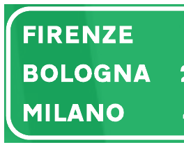 Segnale di conferma autostradale con le distanze